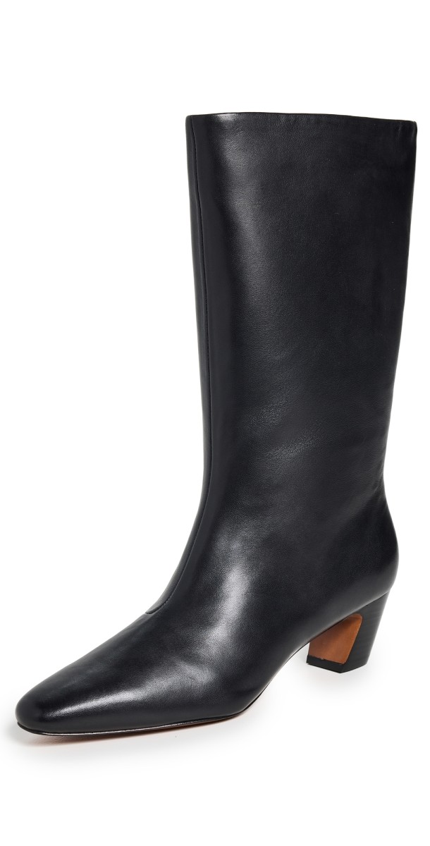 Loeffler Randall Cleo Kicked Heel Calf Boots Black