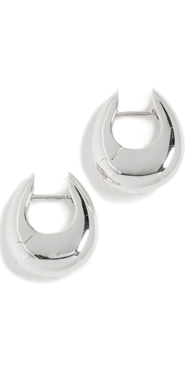 Annika Inez Small Sloping Hinge Hoops Silver