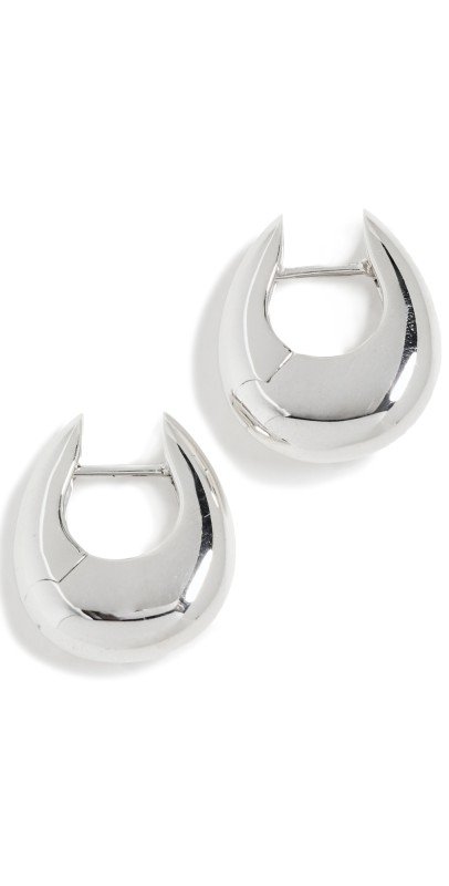 Annika Inez Small Sloping Hinge Hoops Silver