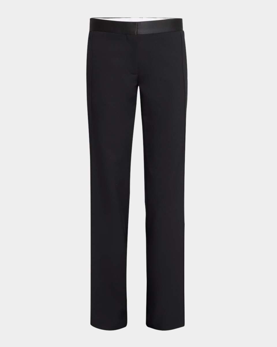 Mid-Rise Side Panel Straight-Leg Trousers