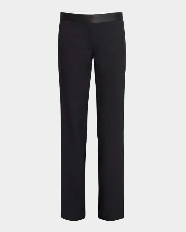 Mid-Rise Side Panel Straight-Leg Trousers
