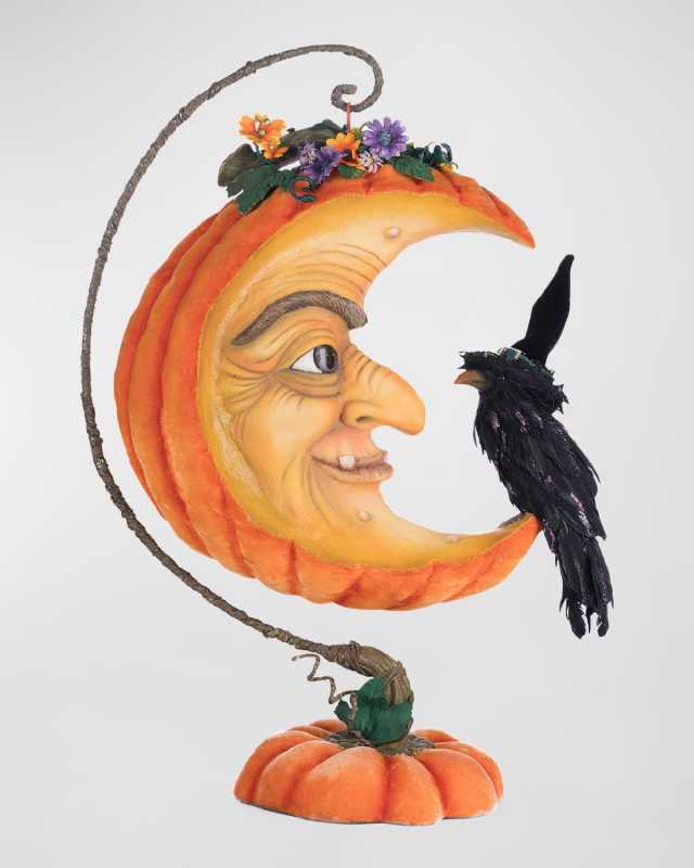 Pumpkin Moon Witch Wall Piece or Tabletop
