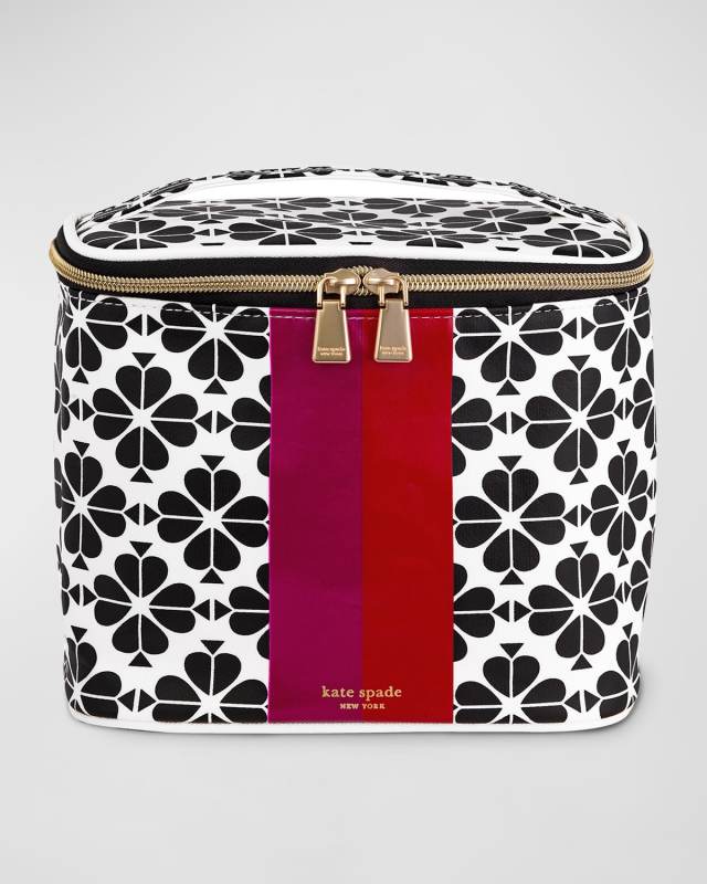 lunch tote, black spade flower
