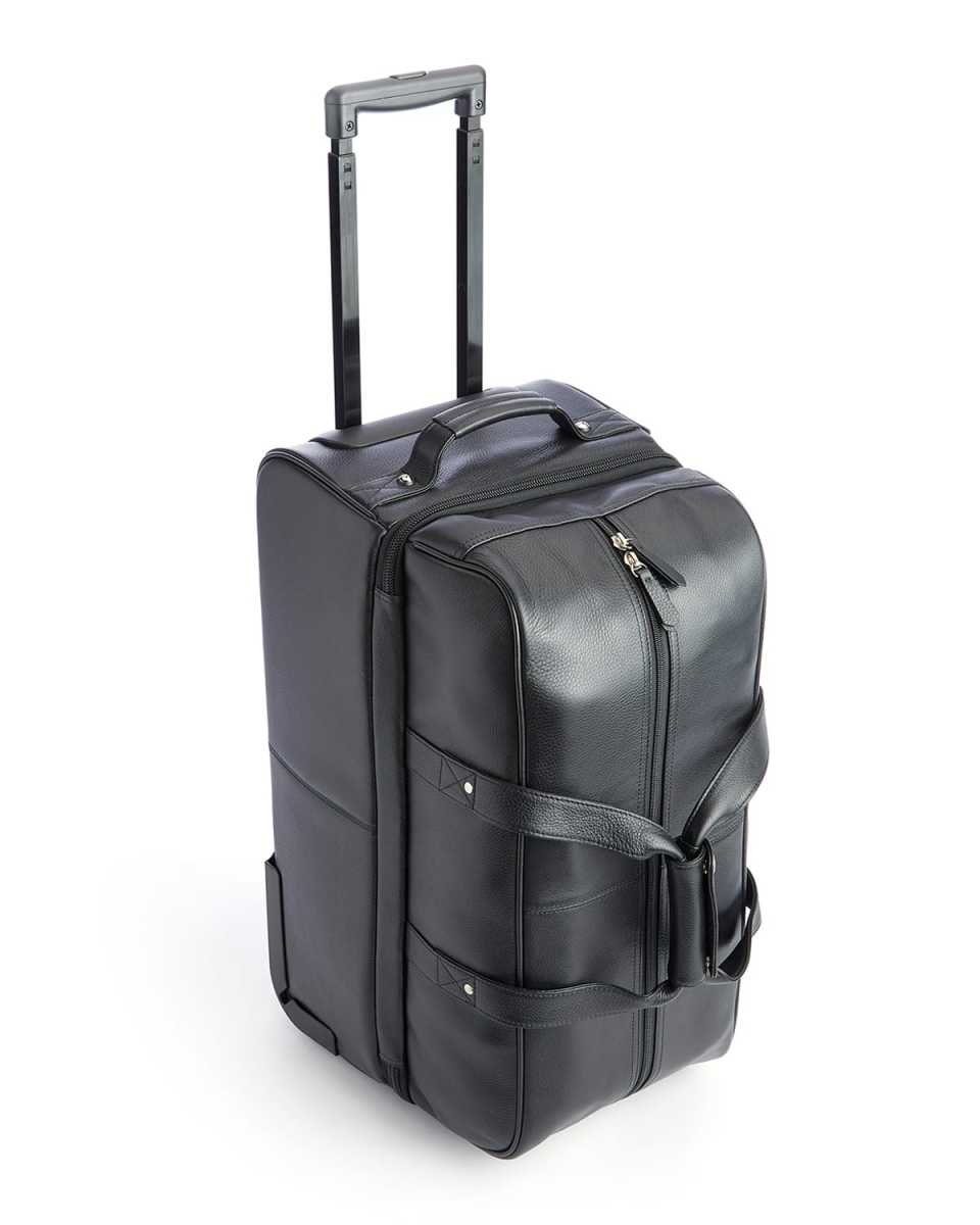 Monogrammed Leather Executive Rolling Duffel Suitcase