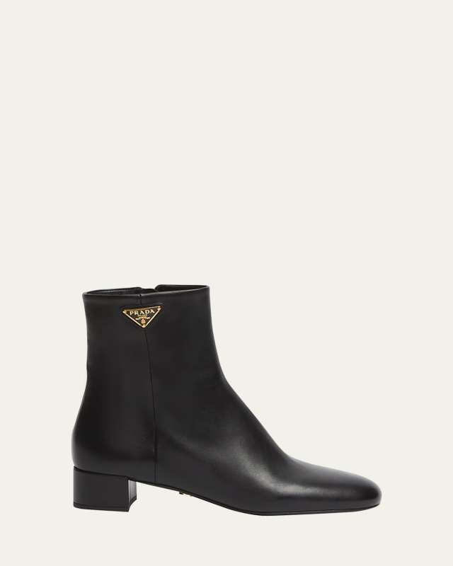 Leather Zip Ankle Boots