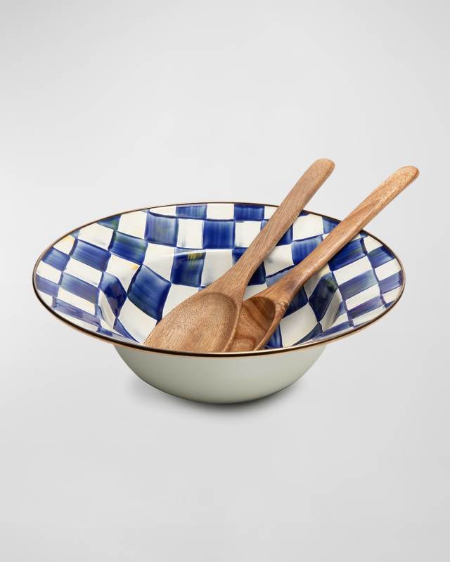 Royal Check Enamel Salad Serving Set