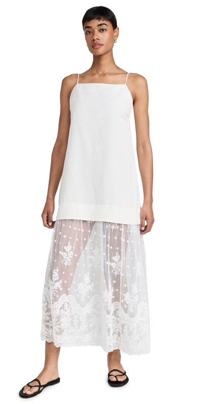 Sea Lara Linen Slip Combo Dress White
