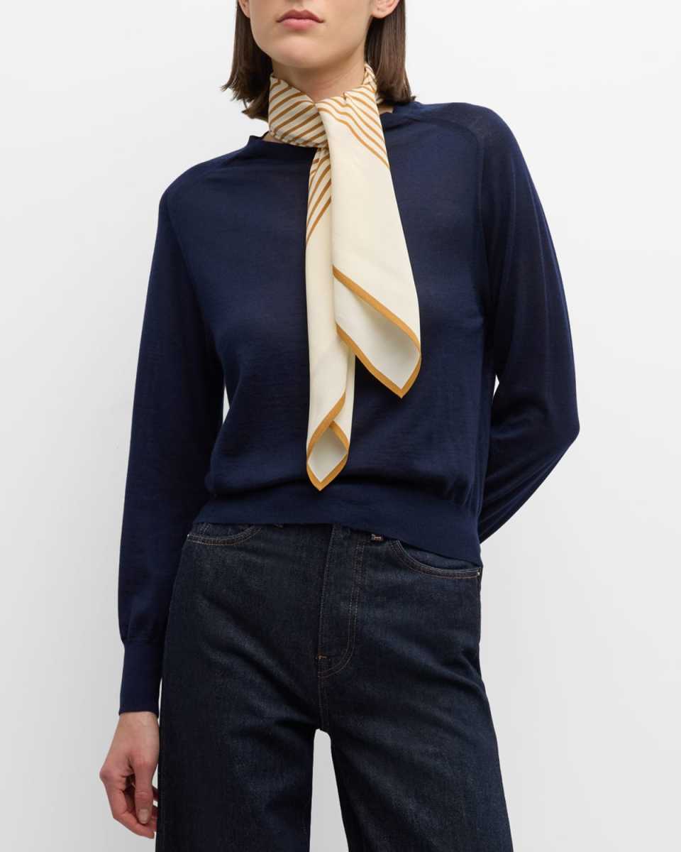 Centered Monogram Cotton-Silk Scarf