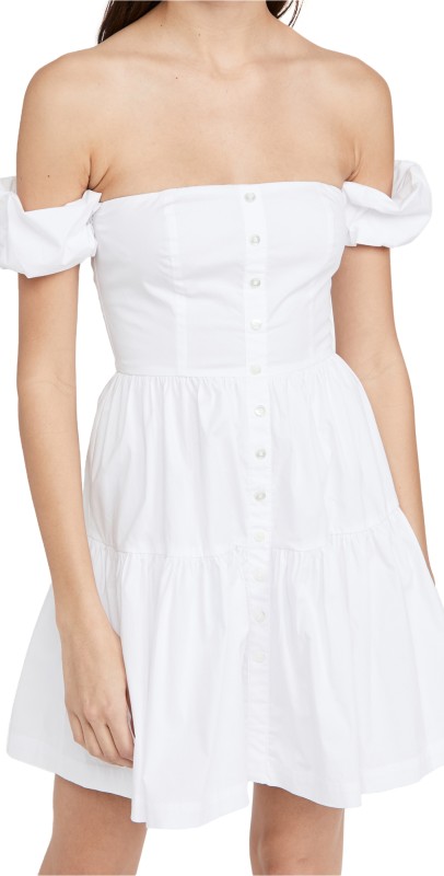 STAUD Mini Elio Dress White