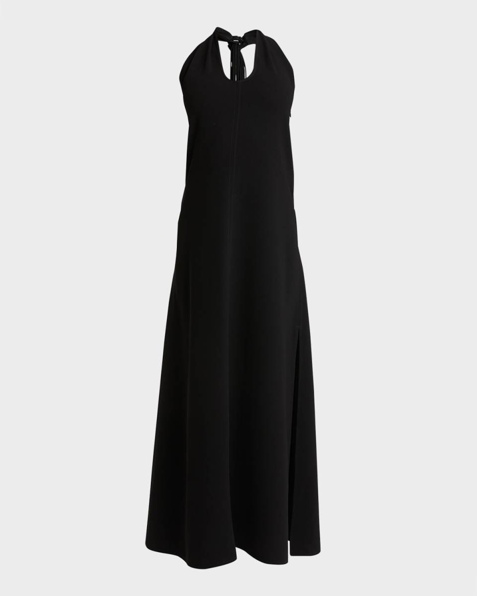 Ember Sleeveless Halter Matte Crepe Maxi Dress