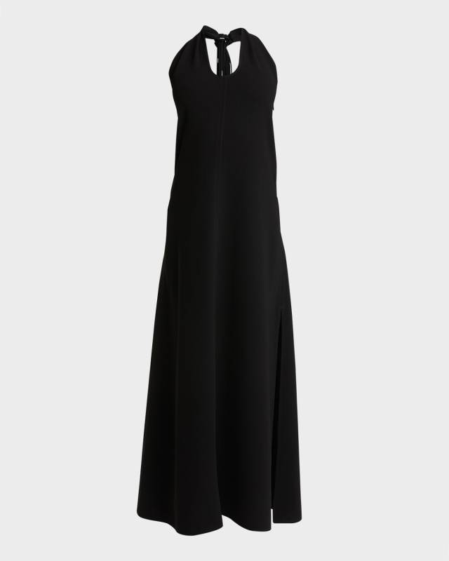 Ember Sleeveless Halter Matte Crepe Maxi Dress