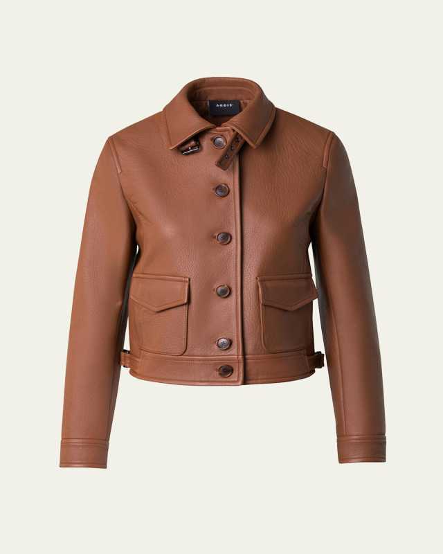 Nappa Leather Short Bomber Jacket