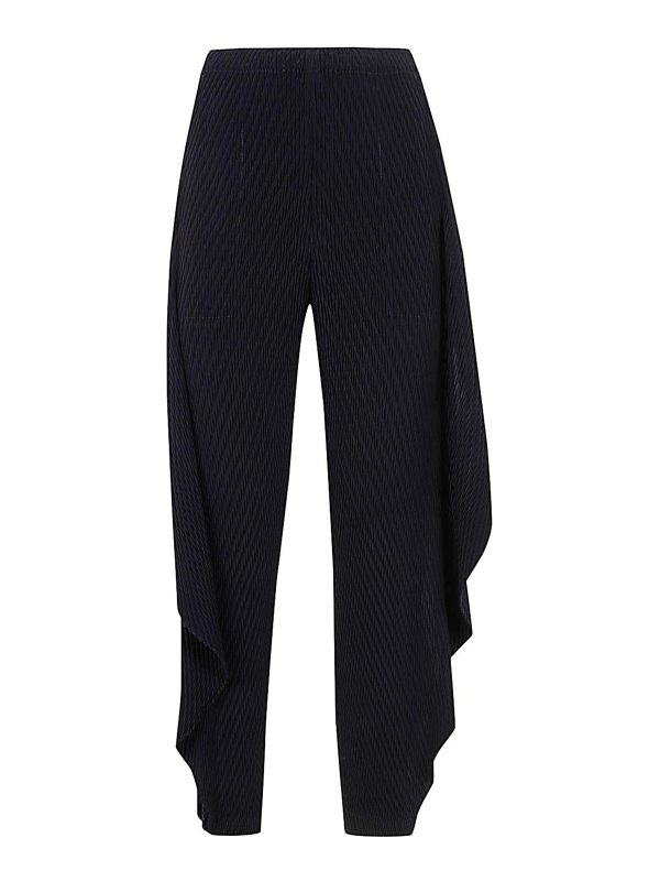 Pleats Please Issey Miyake Pantalons Décontractés - Bleu
