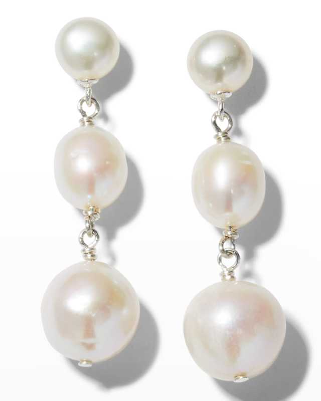 Triple Pearl Post Earrings