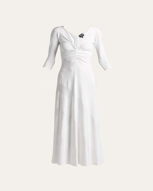 Diagonal Striped Jacquard Jersey Maxi Dress