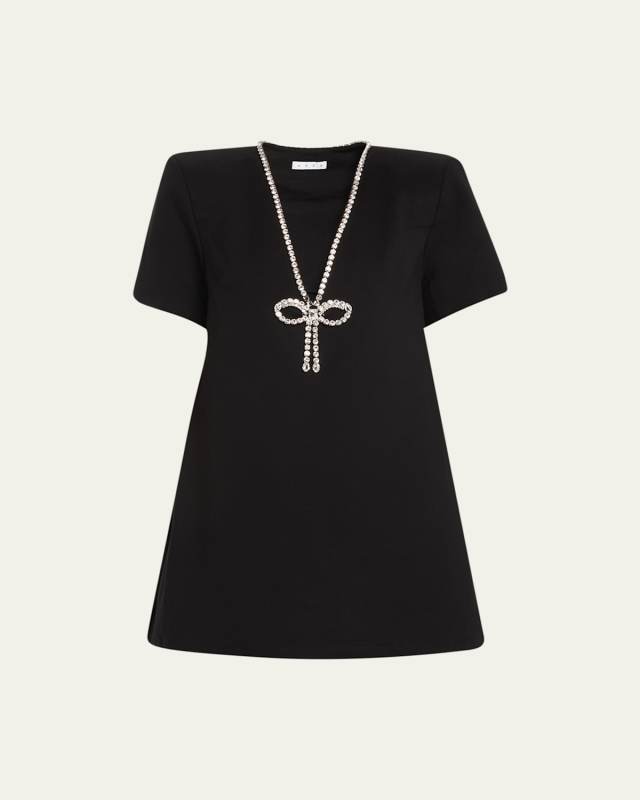 Crystal Bow V-Neck Shirtdress