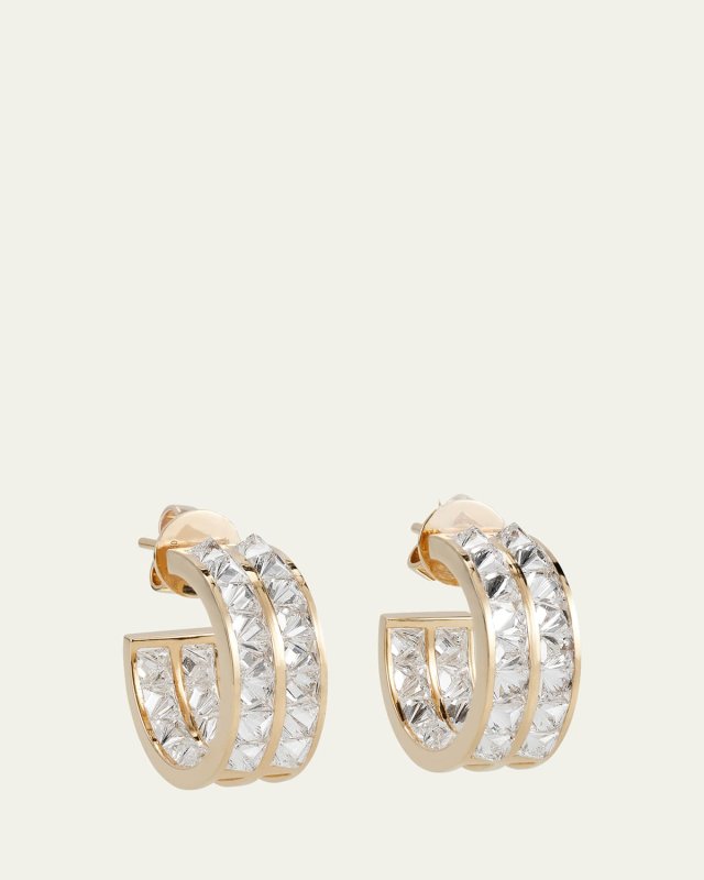 Be Spiked Double Row Diamond Hoop Earrings