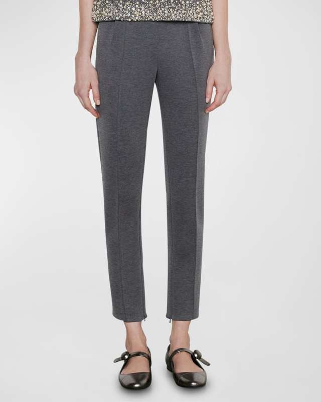 Mid-Rise Heathered Skinny-Leg Ankle Pants