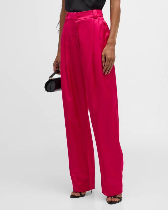 Fynn Pleated Satin Pants
