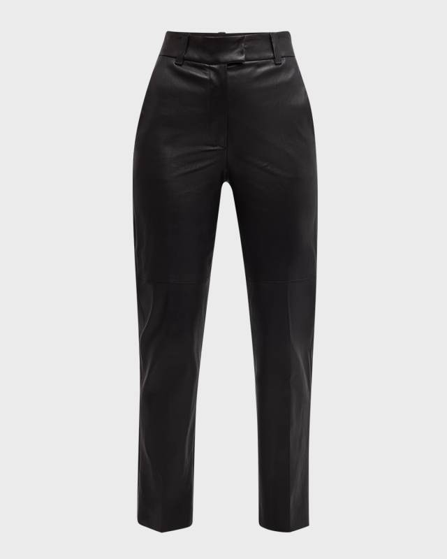 Nappa Leather Straight-Leg Trousers