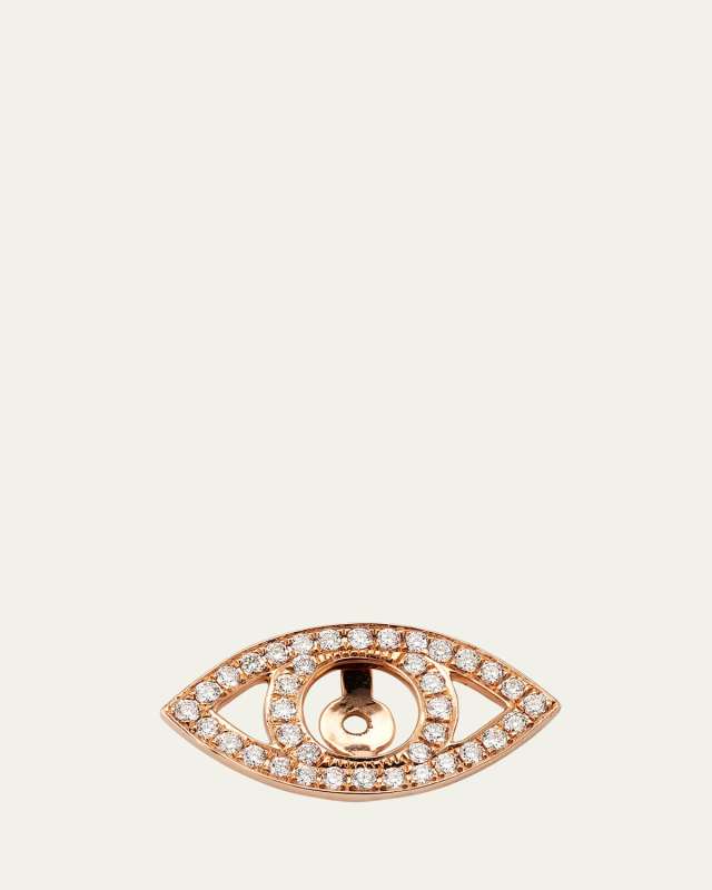 18K Rose Gold Diamond Eye Earring Halo, Single