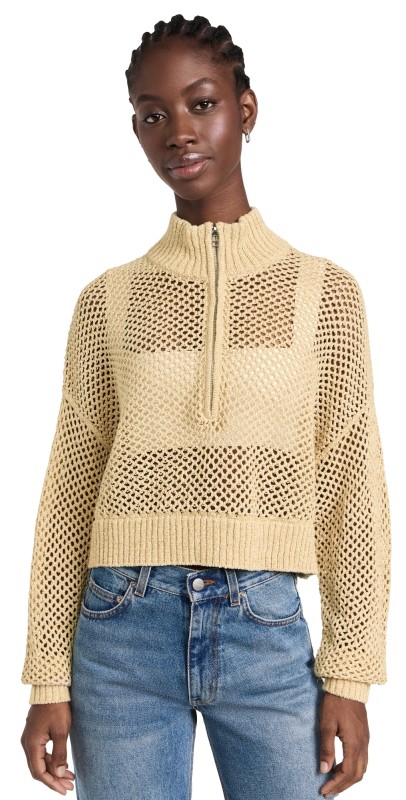 STAUD Cropped Hampton Sweater Natural