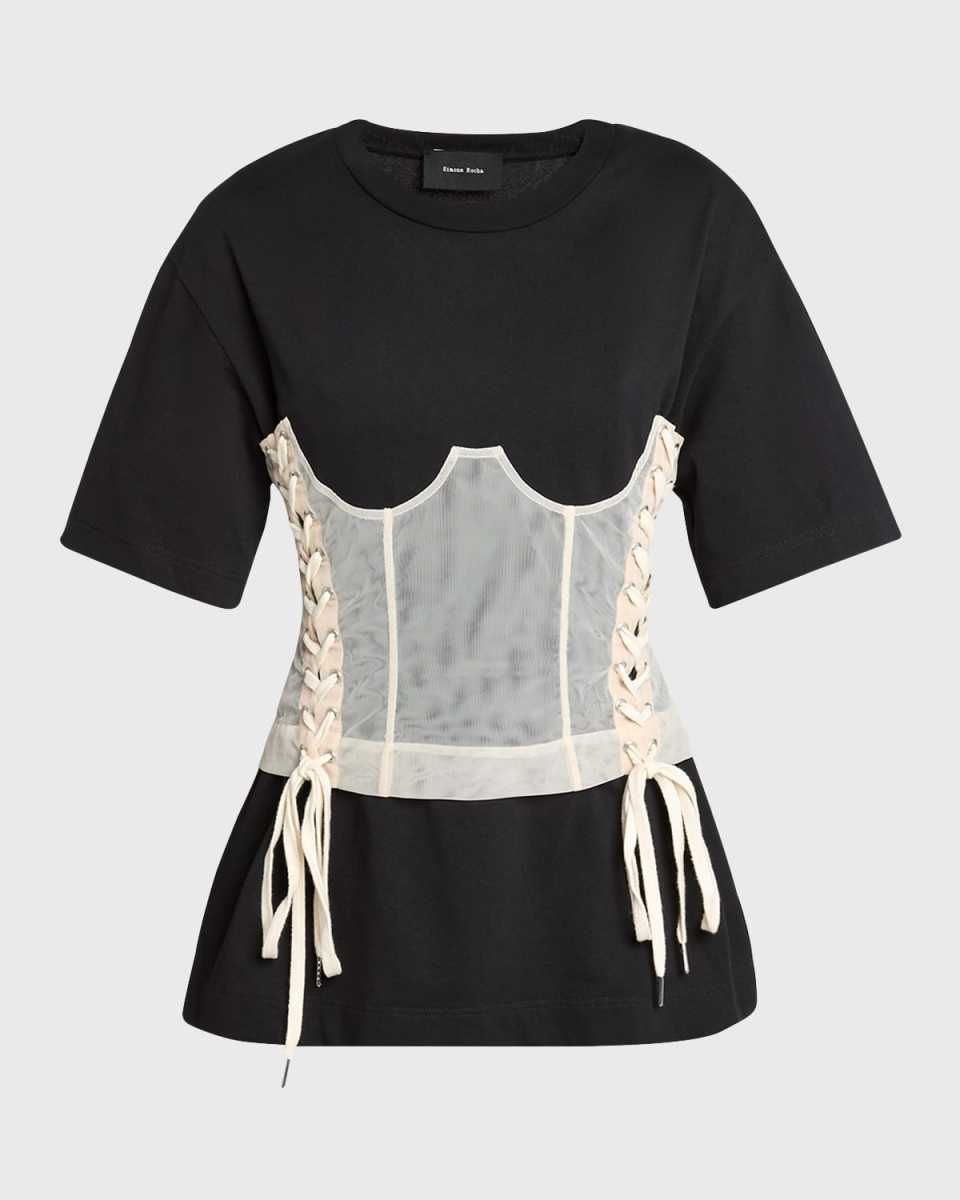 Boxy T-Shirt with Corset Pane
