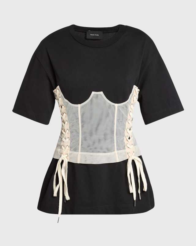 Boxy T-Shirt with Corset Pane