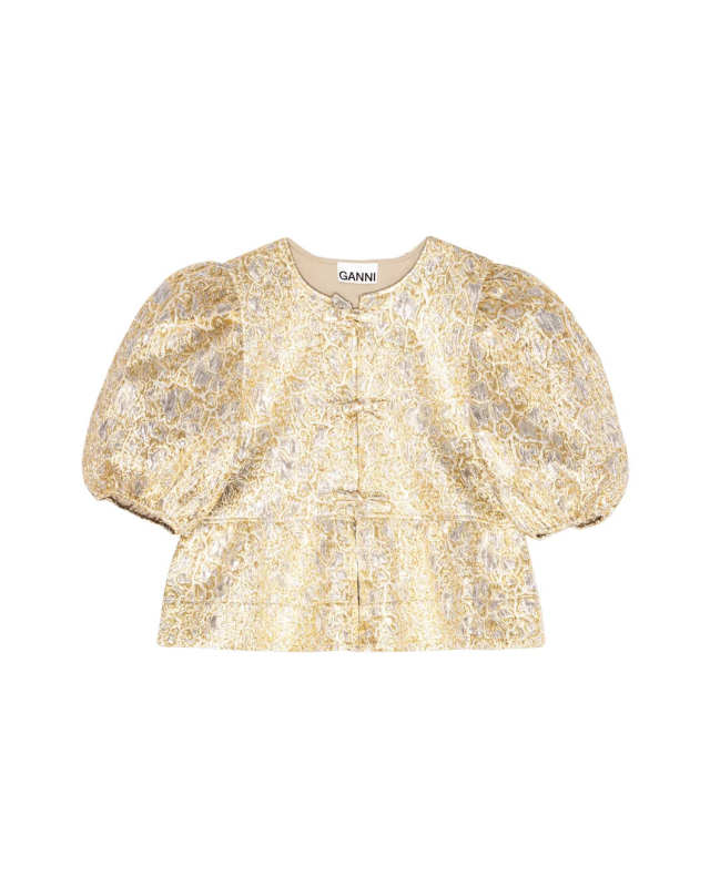 Gold and Silver Peplum Tie String Blouse