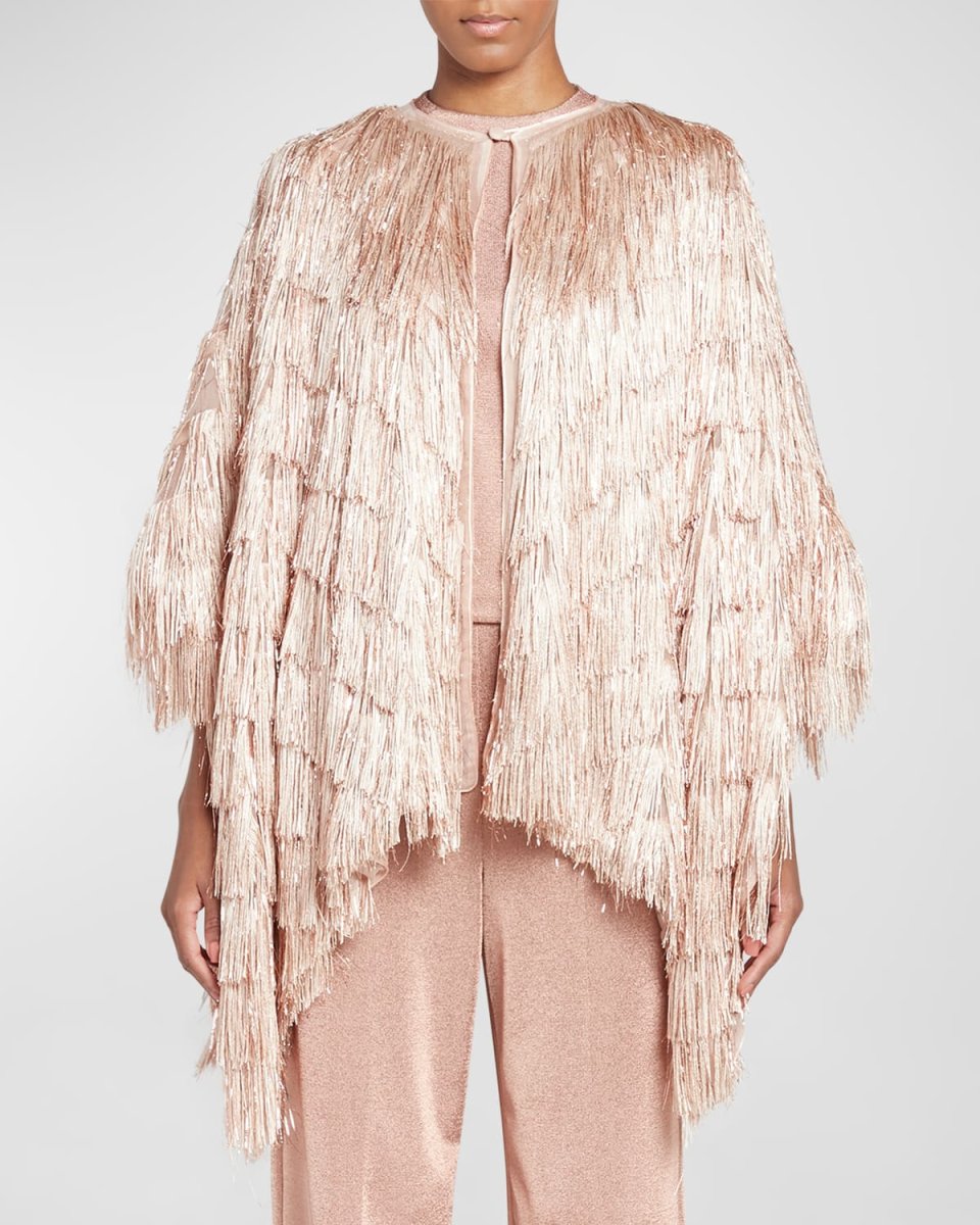 Metallic Fringe Cape