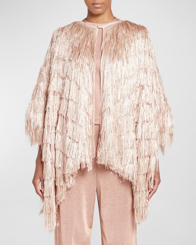 Metallic Fringe Cape