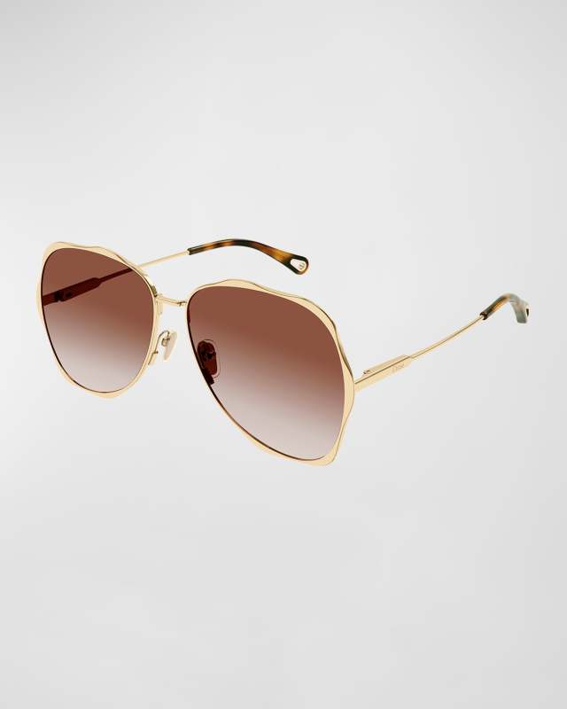 Golden Tortoiseshell Metal Aviator Sunglasses