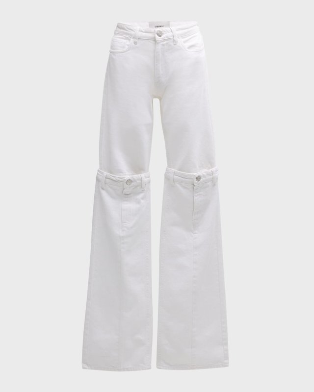 High-Rise Open Knee Flared Jeans