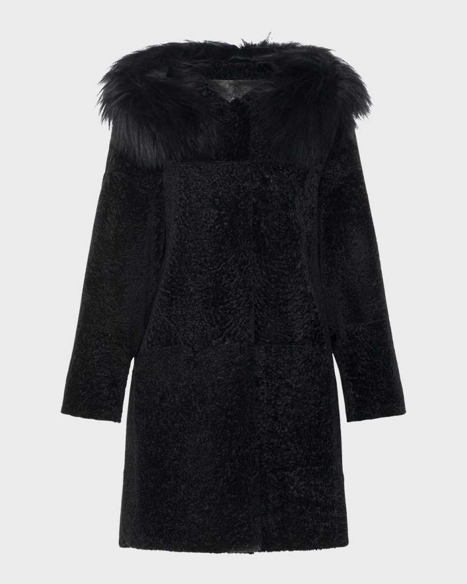 Reversible Shearling Lamb Stroller with Mongolian Lamb Hood Tri