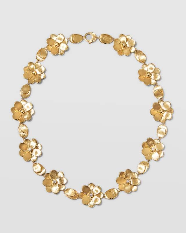 18K Yellow Gold Flower Collar Necklace with Diamonds