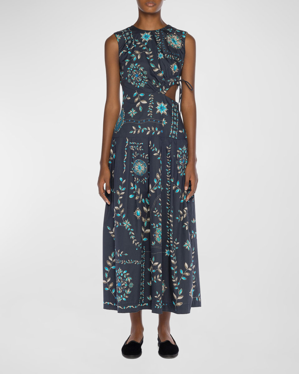 Otoño Relicario Cutout Sleeveless Midi Dress