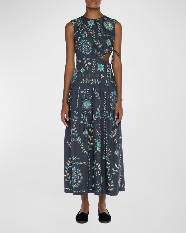 Otoño Relicario Cutout Sleeveless Midi Dress