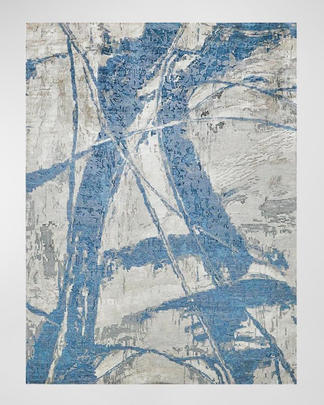 Floor Art Hand-Knotted Light Blue Rug, 8' x 10'