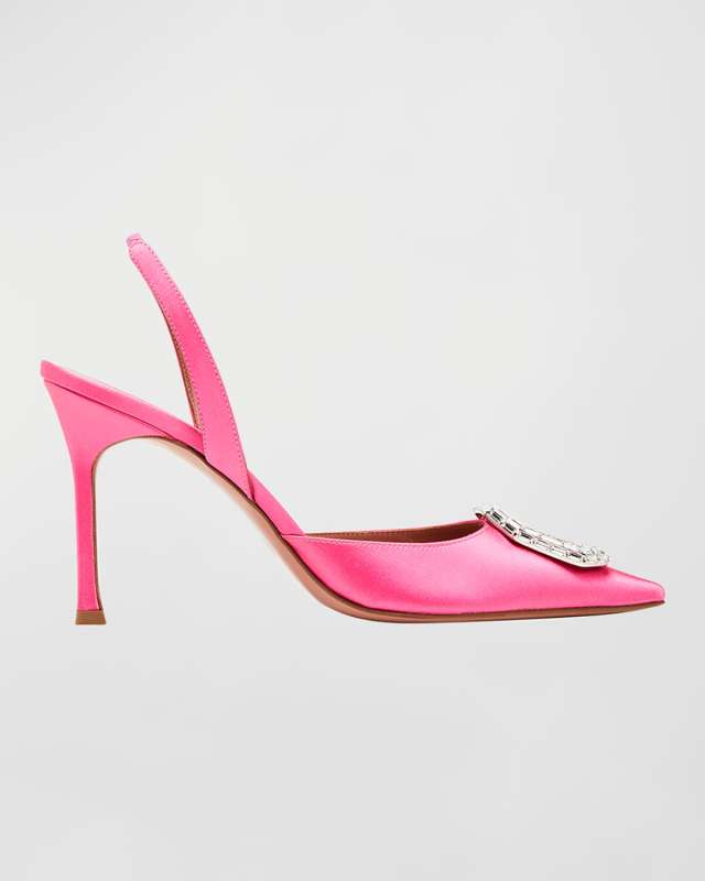 Camelia Satin Crystal Halter Pumps