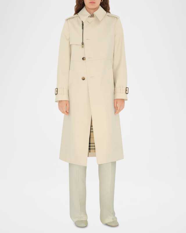 Zip-Detail Belted Trench Coat