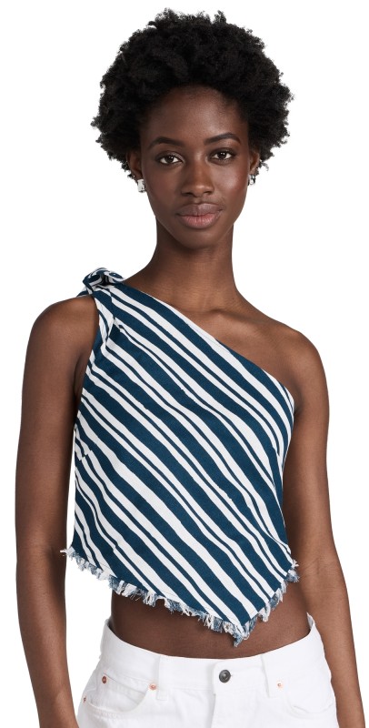 SIMONMILLER Mette Linen Top Ink/Macadamia Stripe