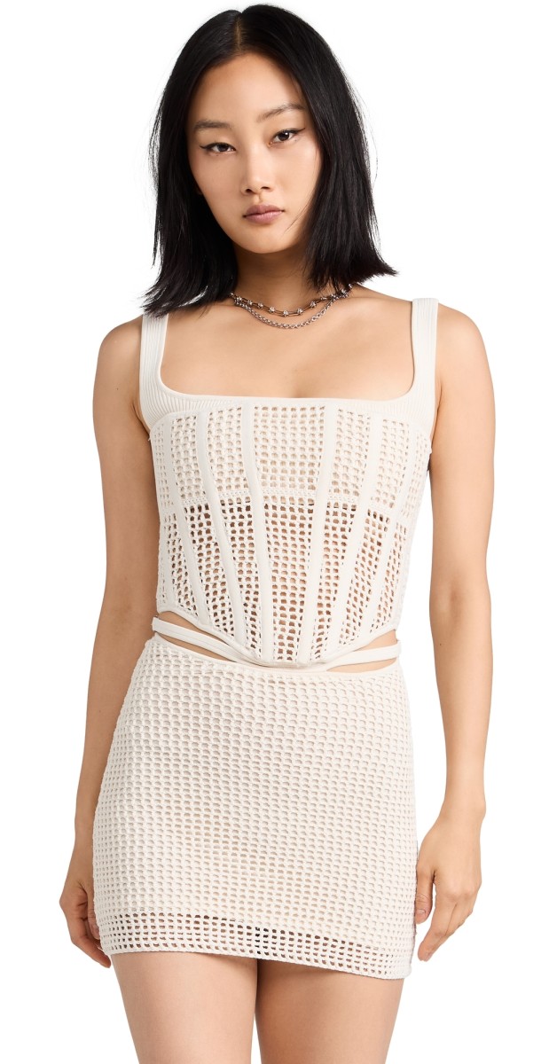 Dion Lee Crochet Suspend Corset Mini Dress Ecru