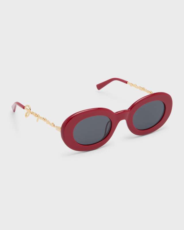 Les Lunettes Pralu Acetate & Metal Alloy Oval Sunglasses