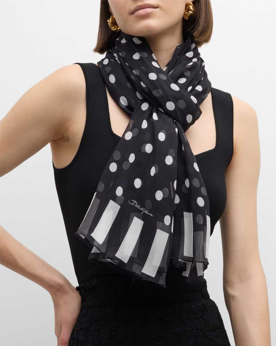 Polka-Dot Silk Scarf