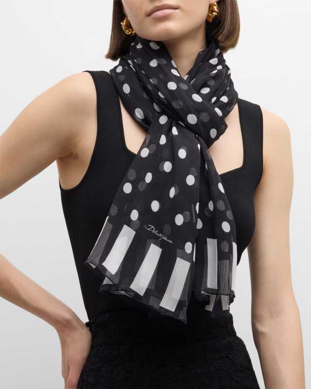 Polka-Dot Silk Scarf