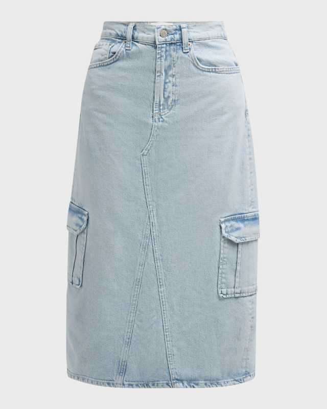 Highland Cargo Denim Midi Skirt