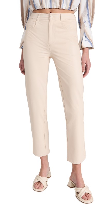 PAIGE Stella Faux Leather Jeans Ecru