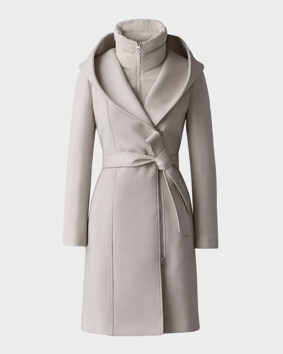 Shia 2-in-1 Double-Face Wool Coat with Removable Bib