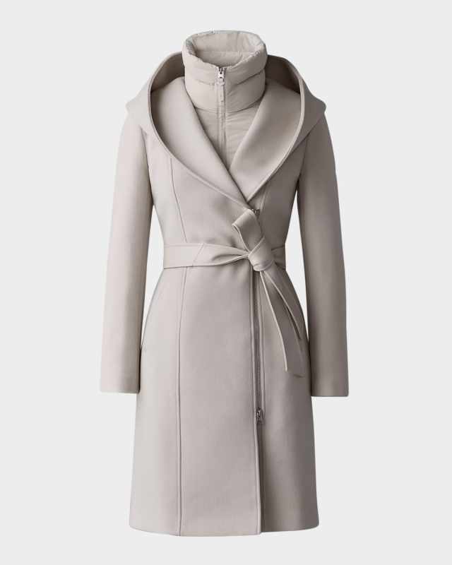 Shia 2-in-1 Double-Face Wool Coat with Removable Bib
