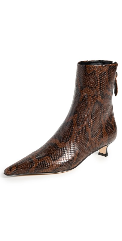 AEYDE Zoe Snake Print Calf Leather Moka Booties Moka